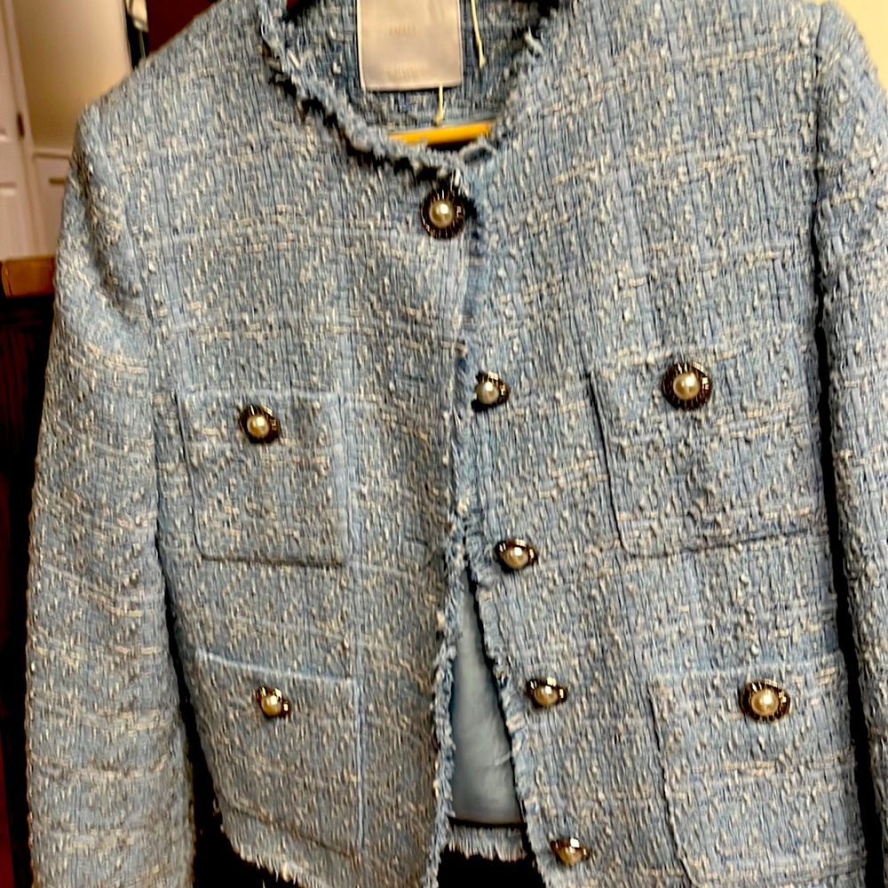 Mango blue jacket - perfect for spring used good condition